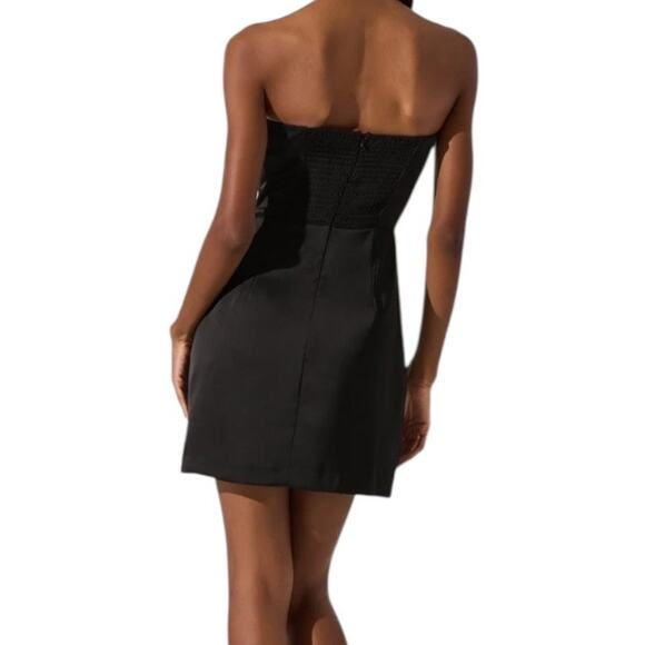 Astr the Label Satin Strapless minidress dress black size Large L - Picture 7 of 7